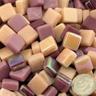 Heirloom Rose Mix recycled glass mosaic tiles in glossy and iridized rose tones