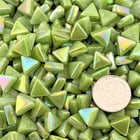 •	Sweetie Coral Iridized triangle tiles, 10mm recycled glass mosaic 