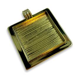 Brass Large Lipped Square Pendant Bezel