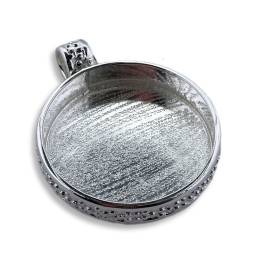 Round Textured Silver Pendant Bezel