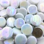 Sweetie Penny Rounds SRL100-Iridized White Glass Mosaic